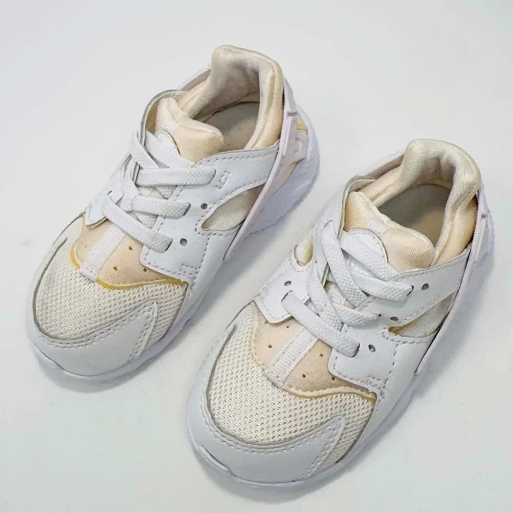 Nike Air Huarache Run Sneakers Toddler 7C White Sail Triple White Shoes 704950-1